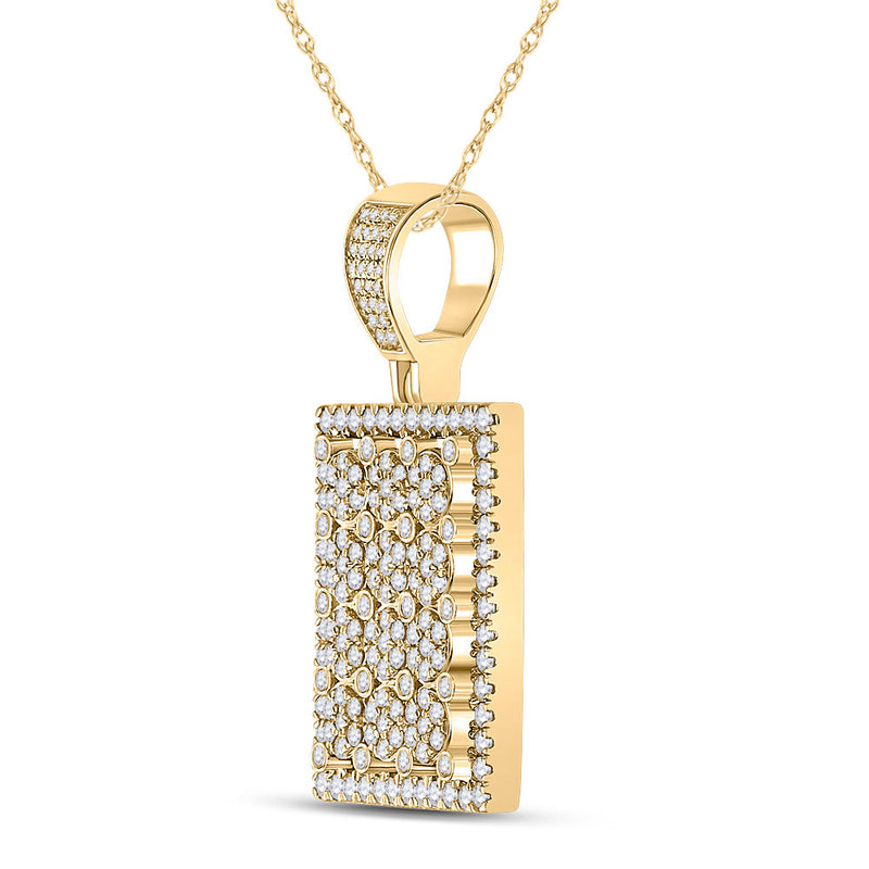 14kt Yellow Gold Mens Round Diamond Rectangle Charm Pendant 2 Cttw