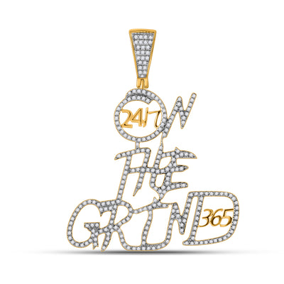 10kt Yellow Gold Mens Round Diamond On The Grind Charm Pendant 3/4 Cttw