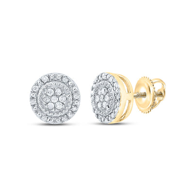 10kt Yellow Gold Womens Round Diamond Cluster Earrings 1/10 Cttw