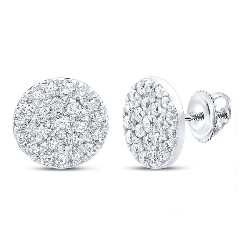 10kt White Gold Womens Round Diamond Cluster Earrings 1/2 Cttw