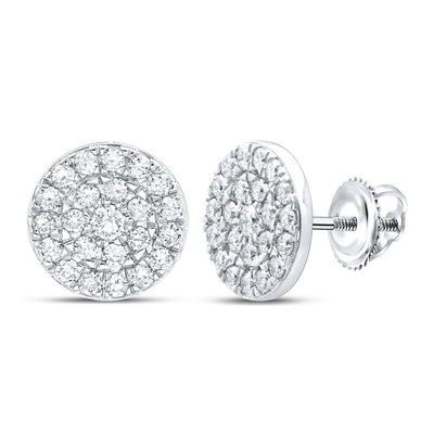 10kt White Gold Womens Round Diamond Cluster Earrings 1 Cttw