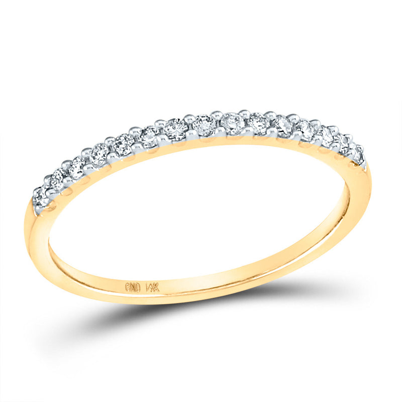 14kt Yellow Gold Womens Round Diamond Wedding Single Row Band 1/6 Cttw