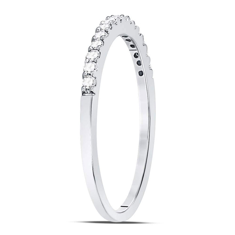 14kt White Gold Womens Round Diamond Wedding Single Row Band 1/6 Cttw