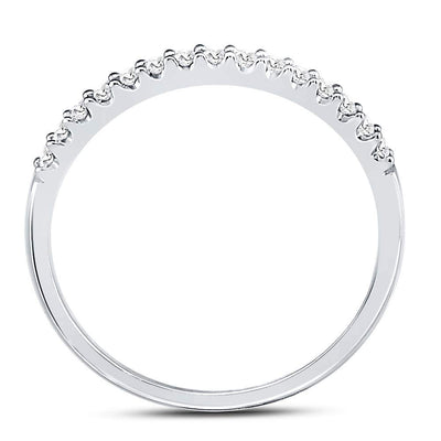 14kt White Gold Womens Round Diamond Wedding Single Row Band 1/6 Cttw