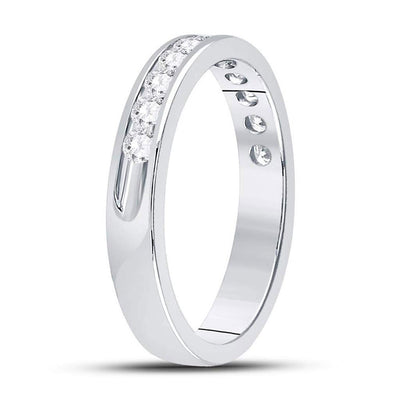 14kt White Gold Womens Round Diamond Wedding Machine Set Band 1/2 Cttw