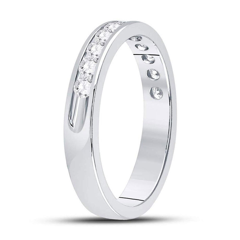 14kt White Gold Womens Round Diamond Wedding Machine Set Band 1/2 Cttw