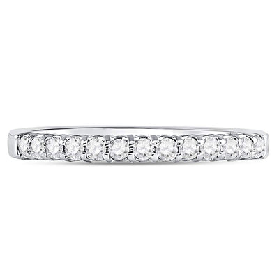 14kt White Gold Womens Round Diamond Machine-set Wedding Band Ring 1/4 Cttw