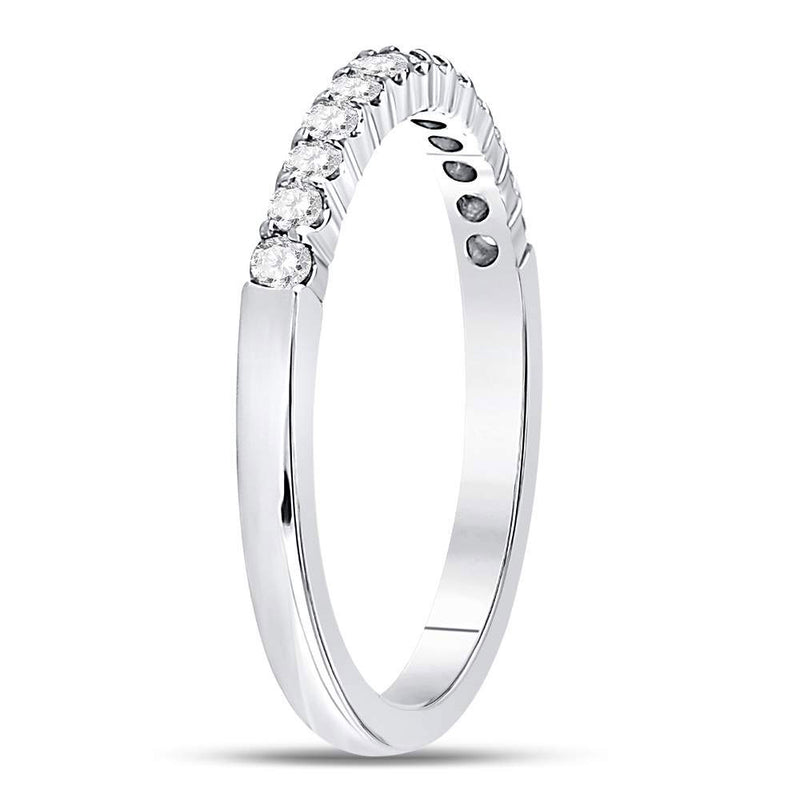 14kt White Gold Womens Round Diamond Machine-set Wedding Band Ring 1/4 Cttw