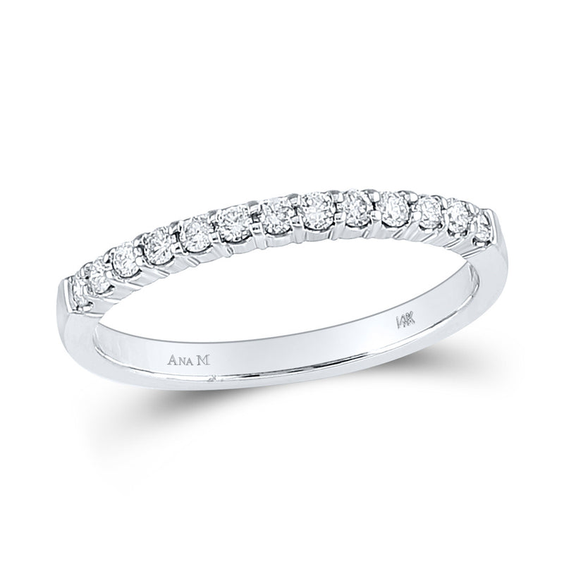 14kt White Gold Womens Round Diamond Machine-set Wedding Band Ring 1/4 Cttw