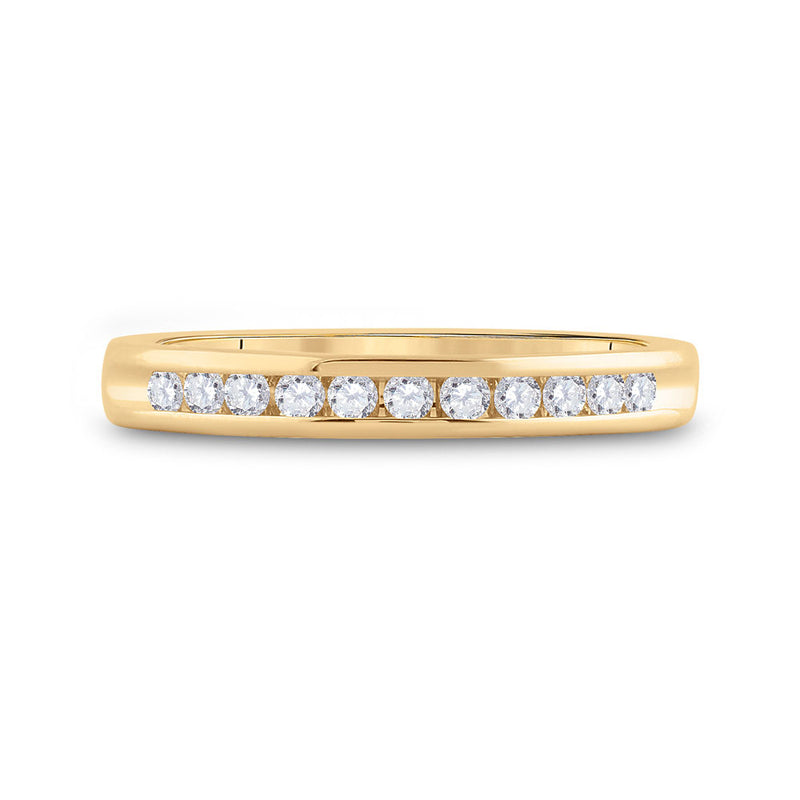 14kt Yellow Gold Womens Round Diamond Wedding Band 1/4 Cttw