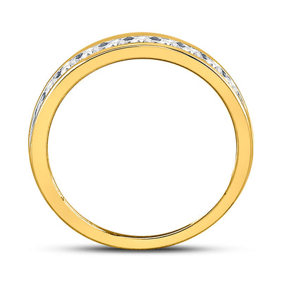 14kt Yellow Gold Womens Round Diamond Single Row Wedding Band 1/2 Cttw