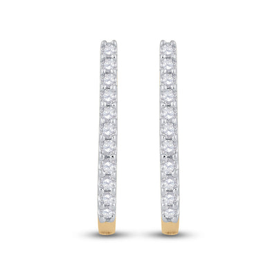 14kt Yellow Gold Womens Round Diamond Hoop Earrings 1/4 Cttw