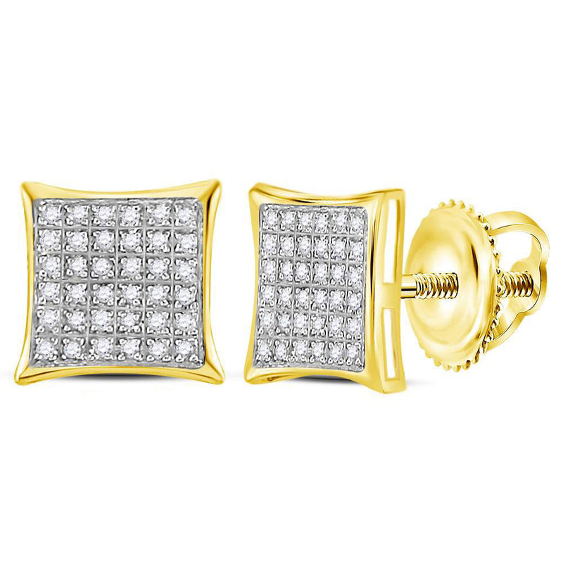 14kt Yellow Gold Womens Round Diamond Square Cluster Earrings 1/4 Cttw