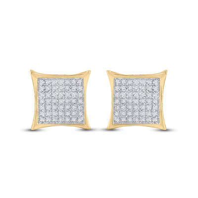 10kt Yellow Gold Womens Round Diamond Kite Square Earrings 1/3 Cttw