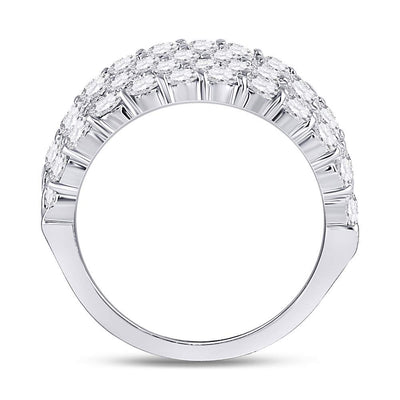 14kt White Gold Womens Round Diamond 4 Row Pave Wedding Band 3 Cttw