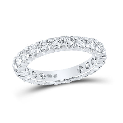 14kt White Gold Womens Round Pave-set Diamond Eternity Wedding Band 2 Cttw