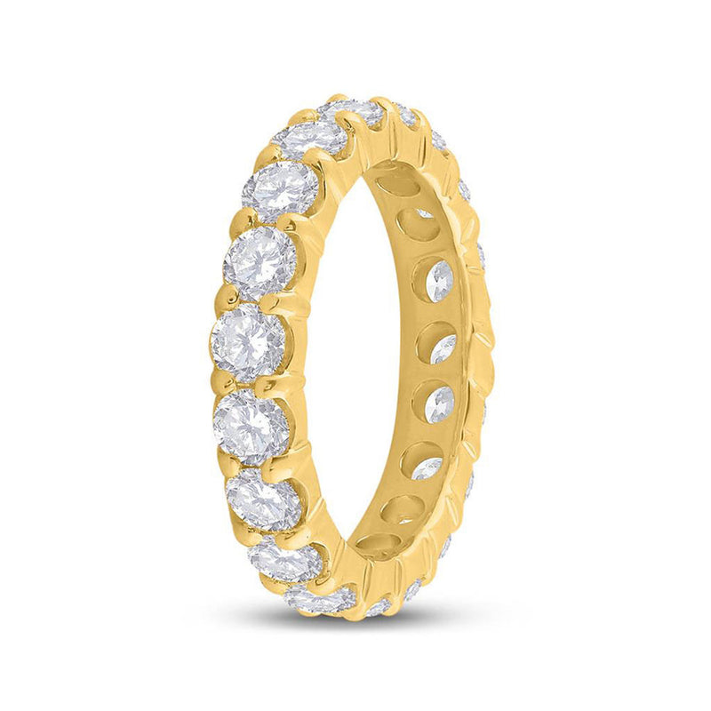 14kt Yellow Gold Womens Round Pave-set Diamond Eternity Wedding Band 3 Cttw