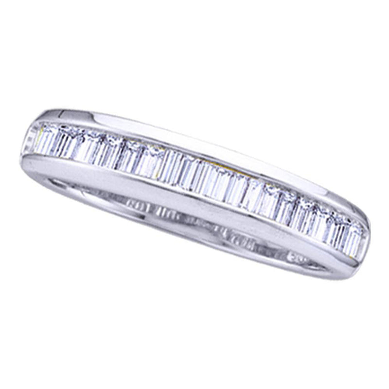 Sterling Silver Womens Baguette Diamond Wedding Band Ring 1/2 Cttw