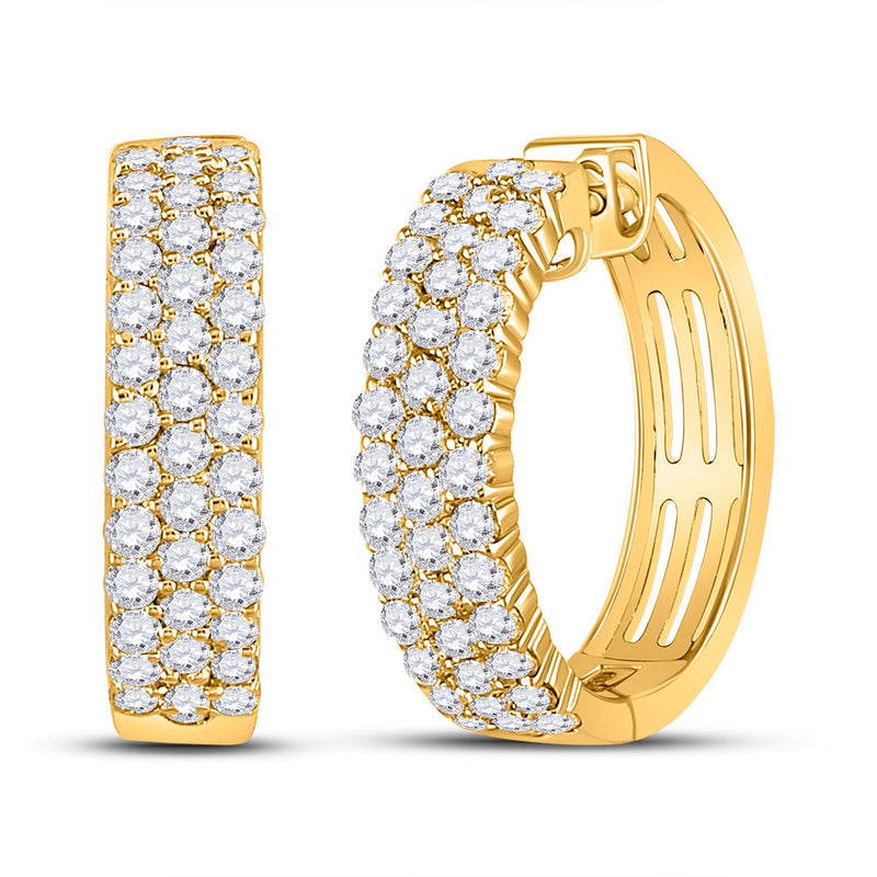 10kt Yellow Gold Womens Round Diamond Hoop Earrings 1-1/2 Cttw