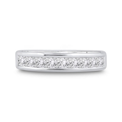 14kt White Gold Womens Princess Channel-set Diamond Single Row Wedding Band 1 Cttw