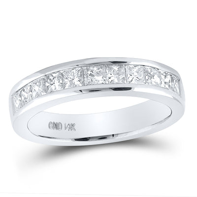 14kt White Gold Womens Princess Channel-set Diamond Single Row Wedding Band 1 Cttw