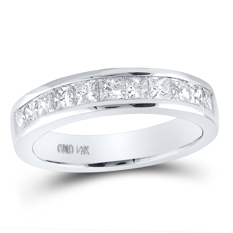 14kt White Gold Womens Princess Channel-set Diamond Single Row Wedding Band 1 Cttw