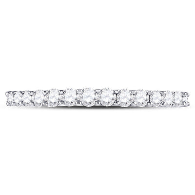 14kt White Gold Womens Round Diamond Wedding Anniversary Band 1/2 Cttw