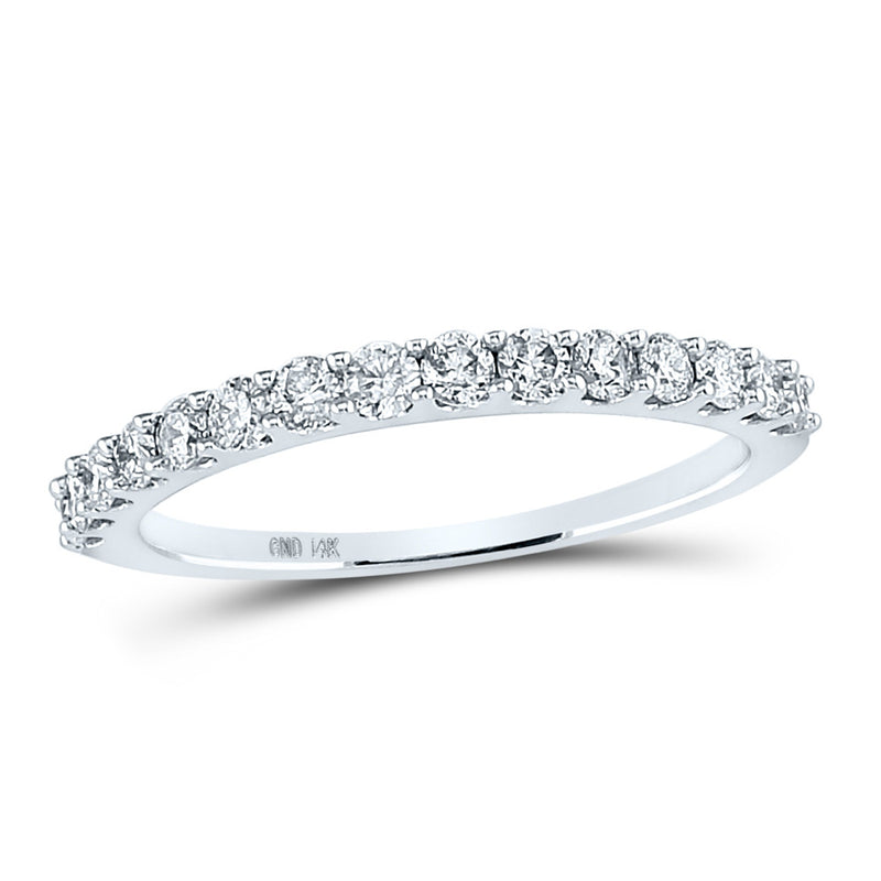 14kt White Gold Womens Round Diamond Wedding Anniversary Band 1/2 Cttw