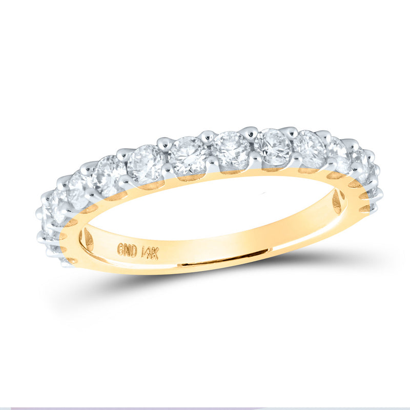 14kt Yellow Gold Womens Round Diamond Wedding Anniversary Band 1 Cttw