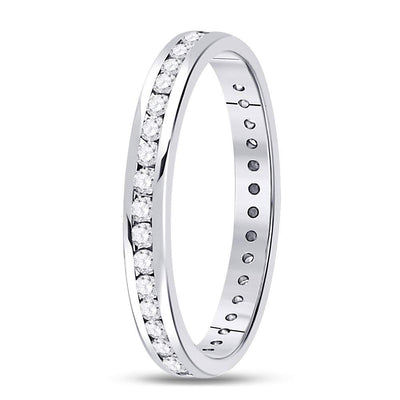 14kt White Gold Womens Round Diamond Single Row Near-Eternity Wedding Band 1/2 Cttw